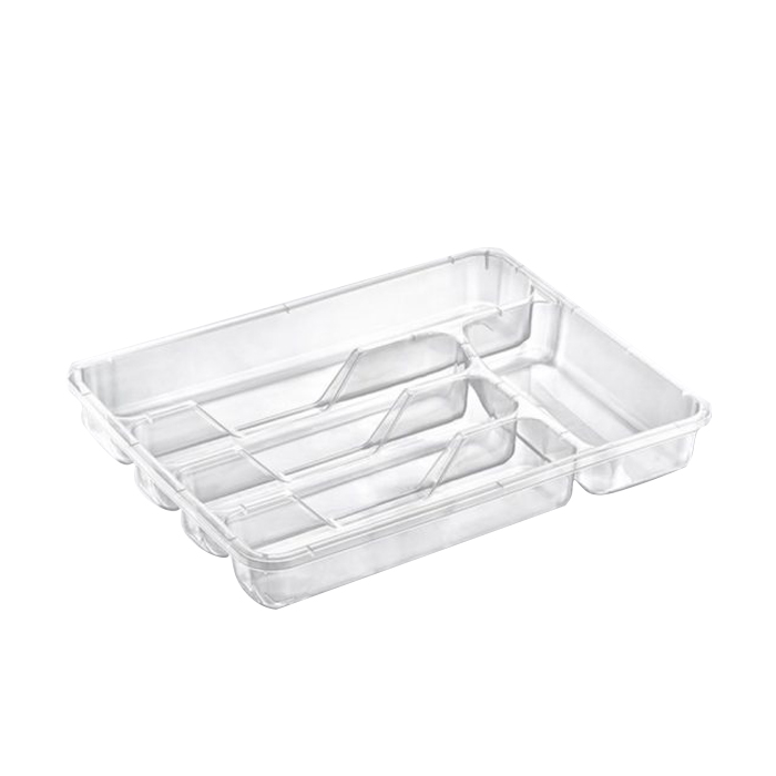 Лоток для кухонних приборів Dunya Plastik Степ, малий, прозорий, 33.6*27*4.8 см (14005)